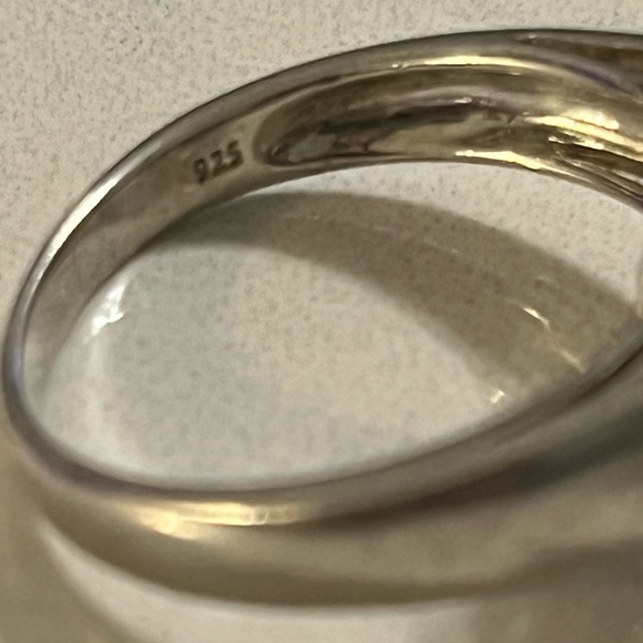 Vintage Sterling Silver 925 Blue Topaz And Cz Floral Ring Size 12 - Picture 6 of 16